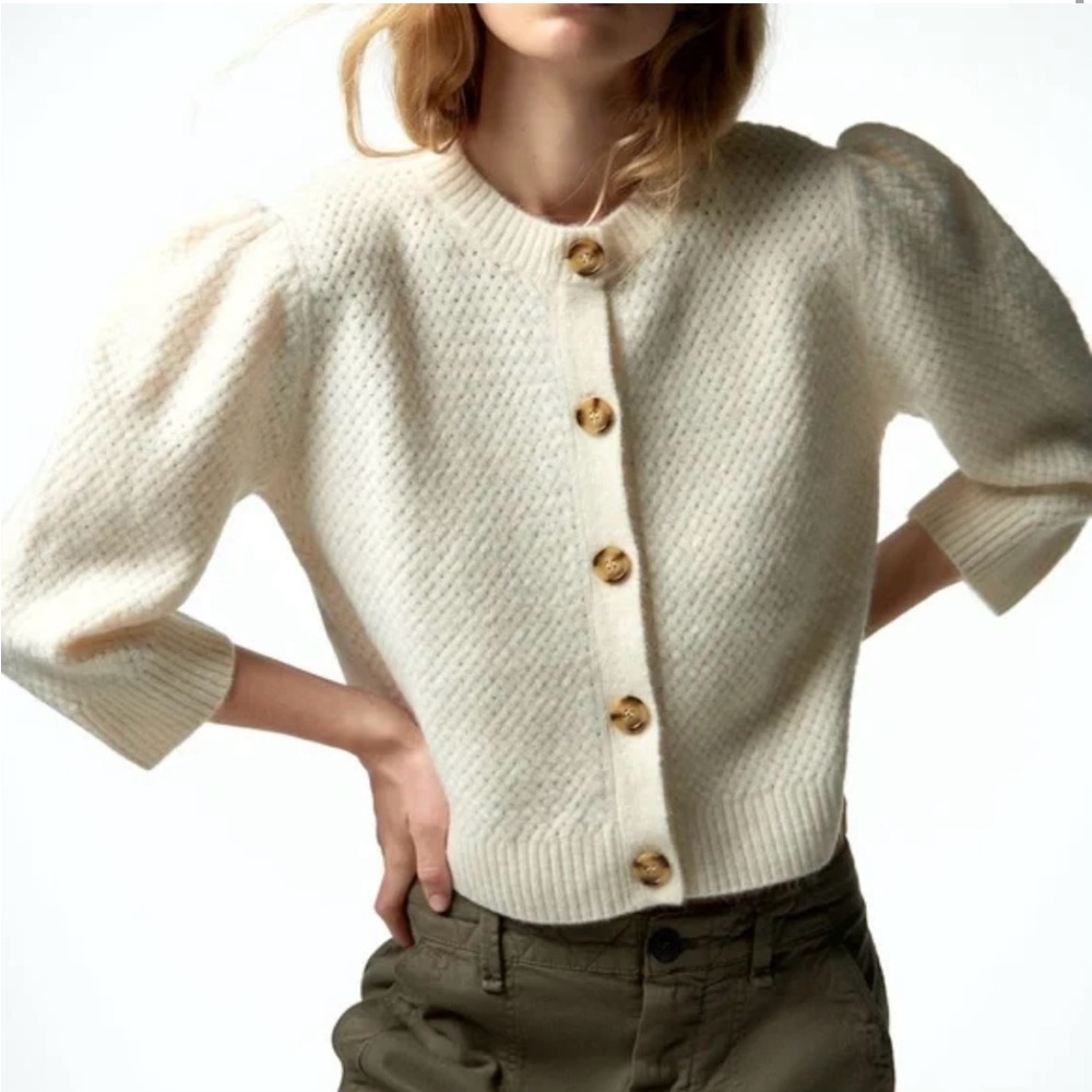 Zara Cream Cardigan with Gold Buttons